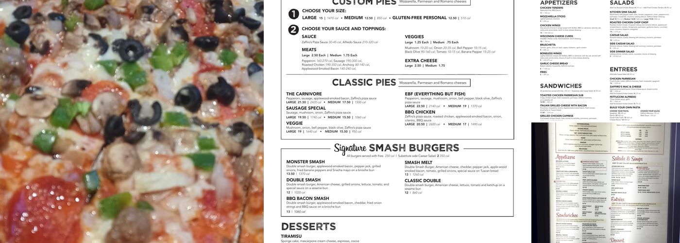 Zaffiro's North Shore Menu