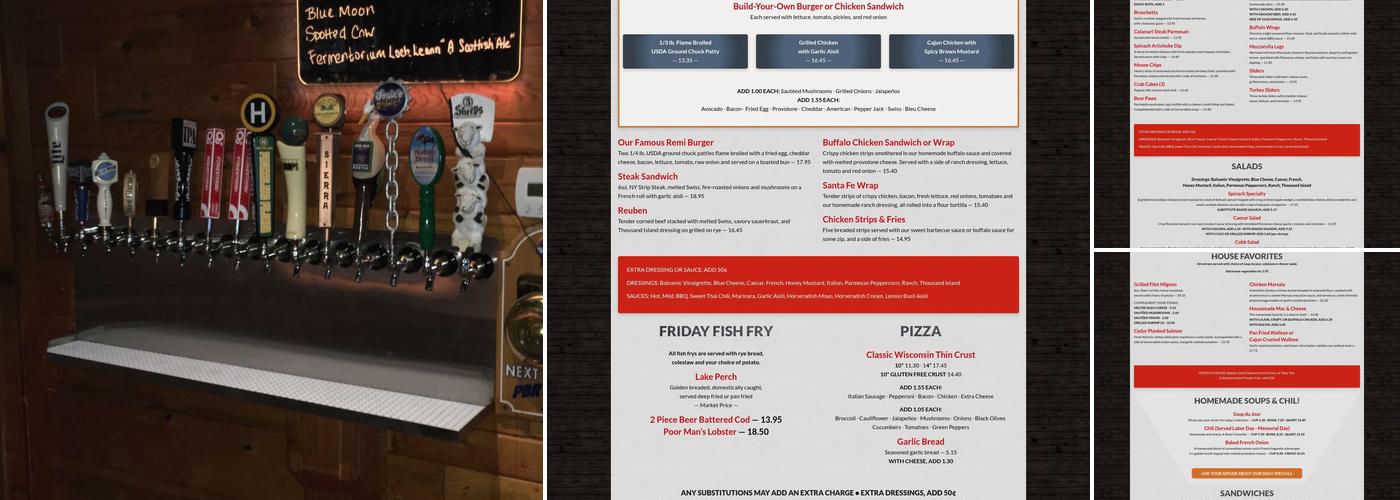 Remington's River Inn Menu