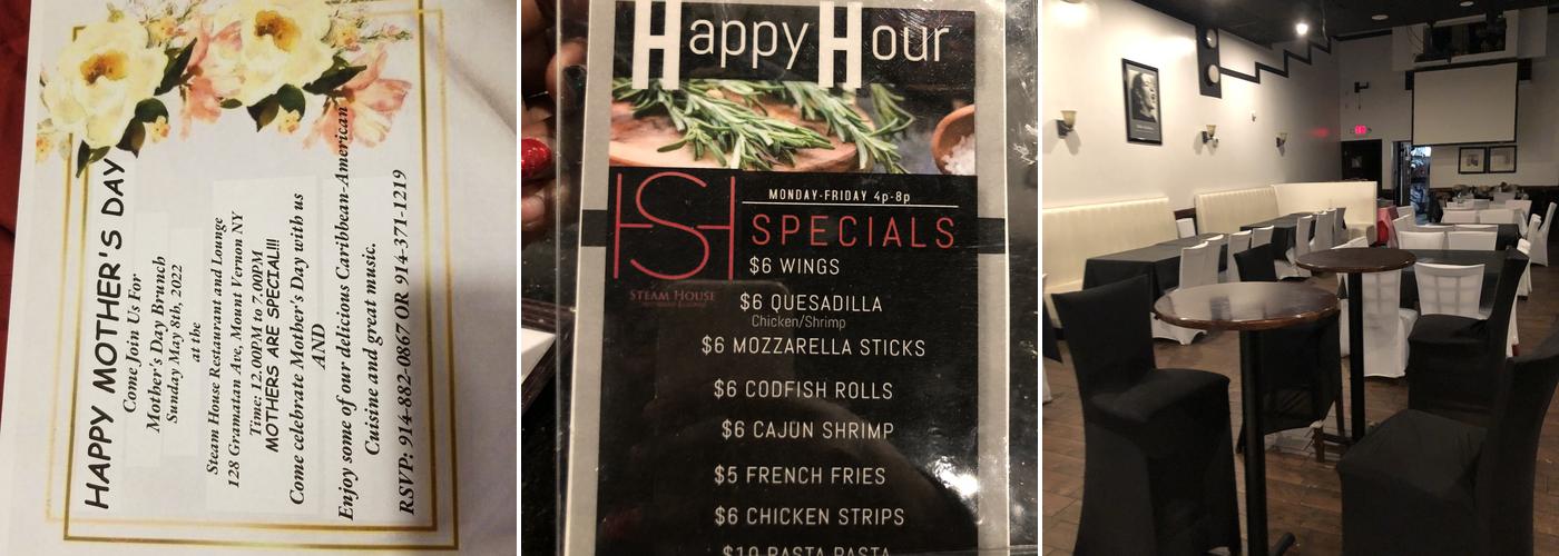 Steam House Restaurant and Lounge Menu