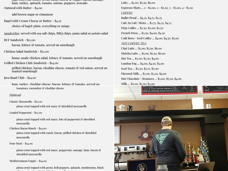 Java Road Espresso Bar and Cafe Menu