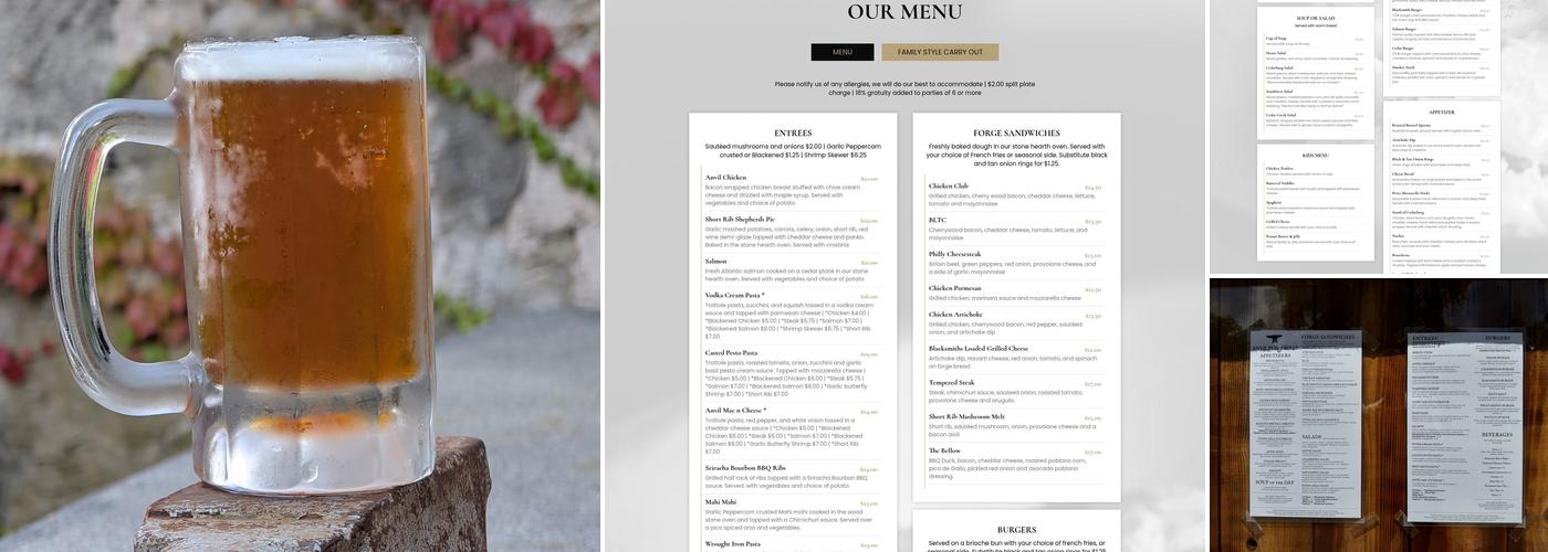 Anvil Pub & Grille Menu
