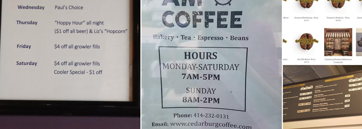 Grafton Arts Mill Coffee Roastery Menu