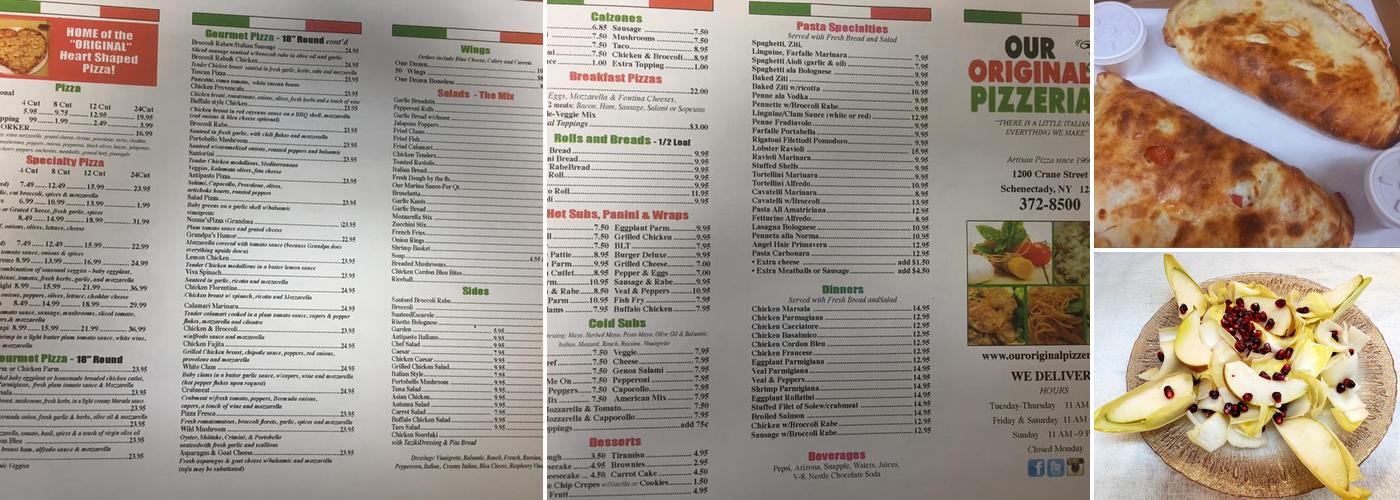 Our Original Pizzeria Menu