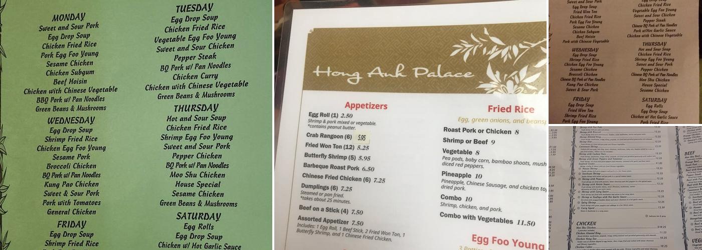 Hong Anh Palace Menu