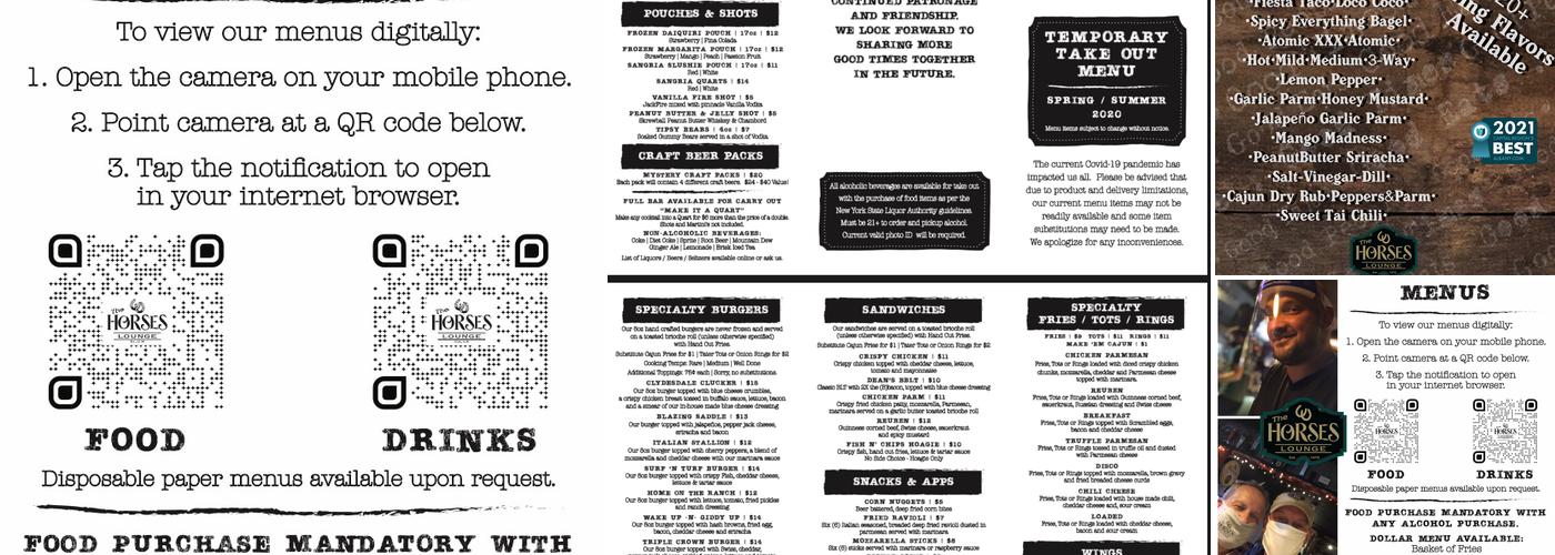 The Horses Lounge Menu