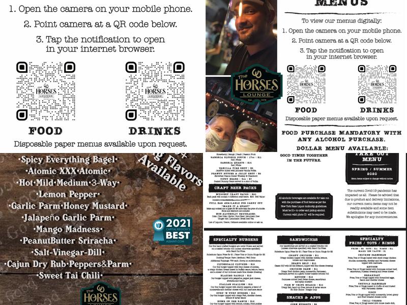 The Horses Lounge Menu