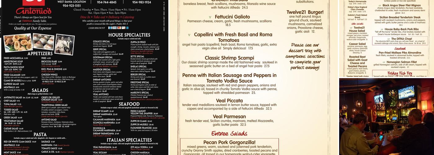 Galioto's Twelve21 Menu