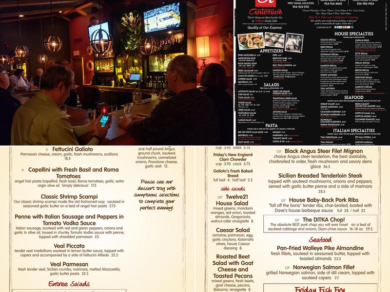 Galioto's Twelve21 Menu