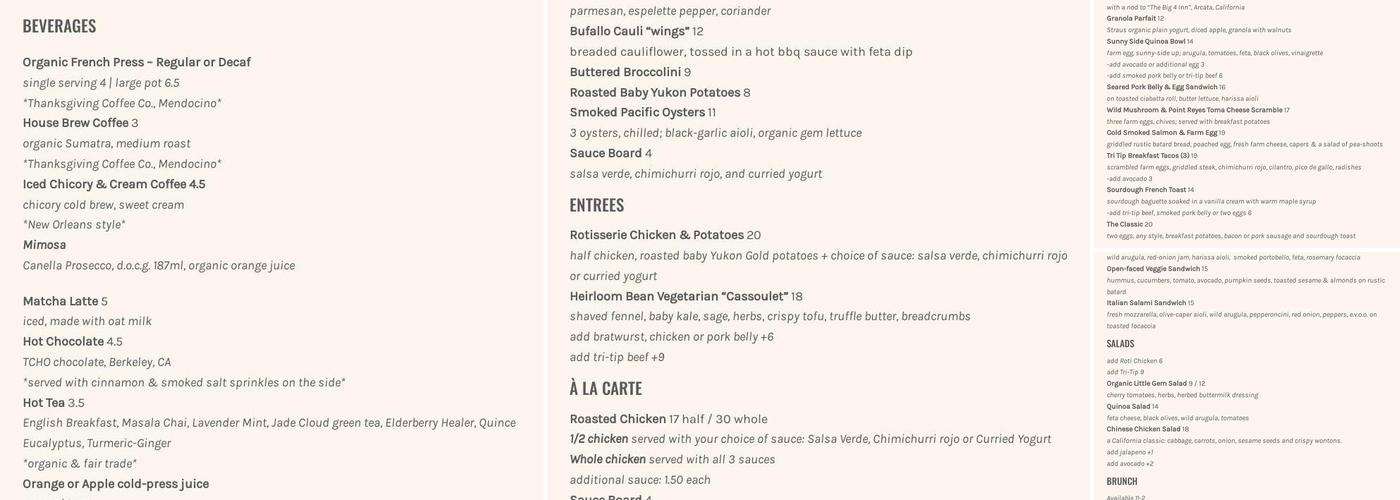 Side Street Kitchen Menu