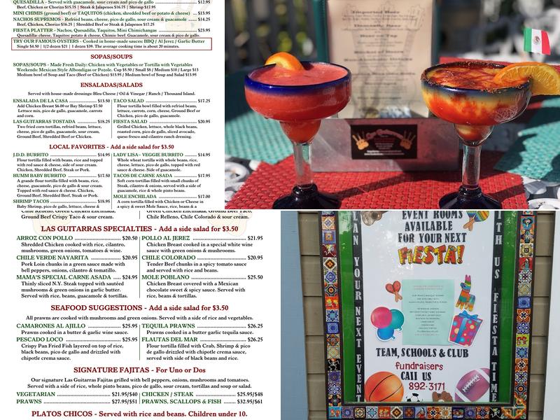 Las Guitarras Restaurant Menu