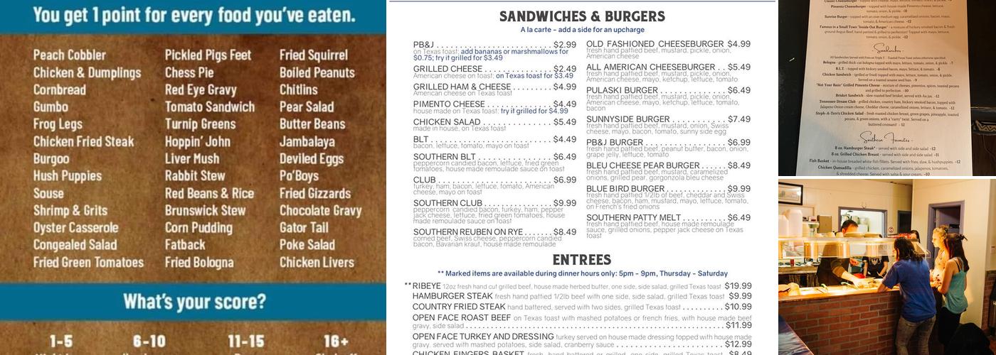 Blue Bird Buffet Menu