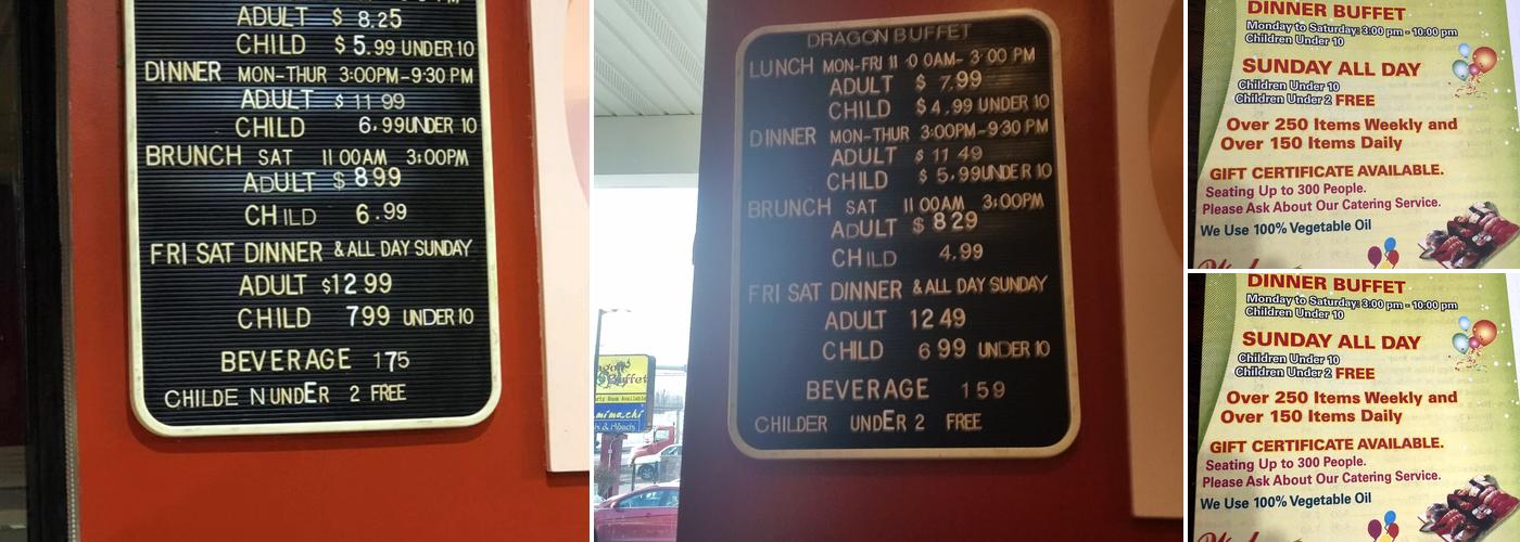 Dragon Buffet Menu