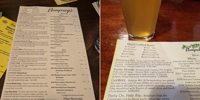 Dempsey's Restaurant & Brewery Menu