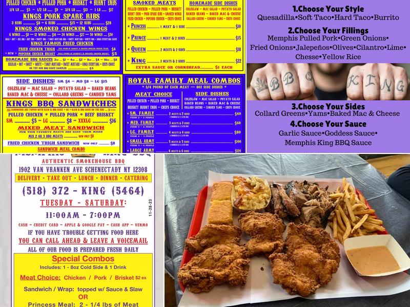 The Memphis King BBQ Menu