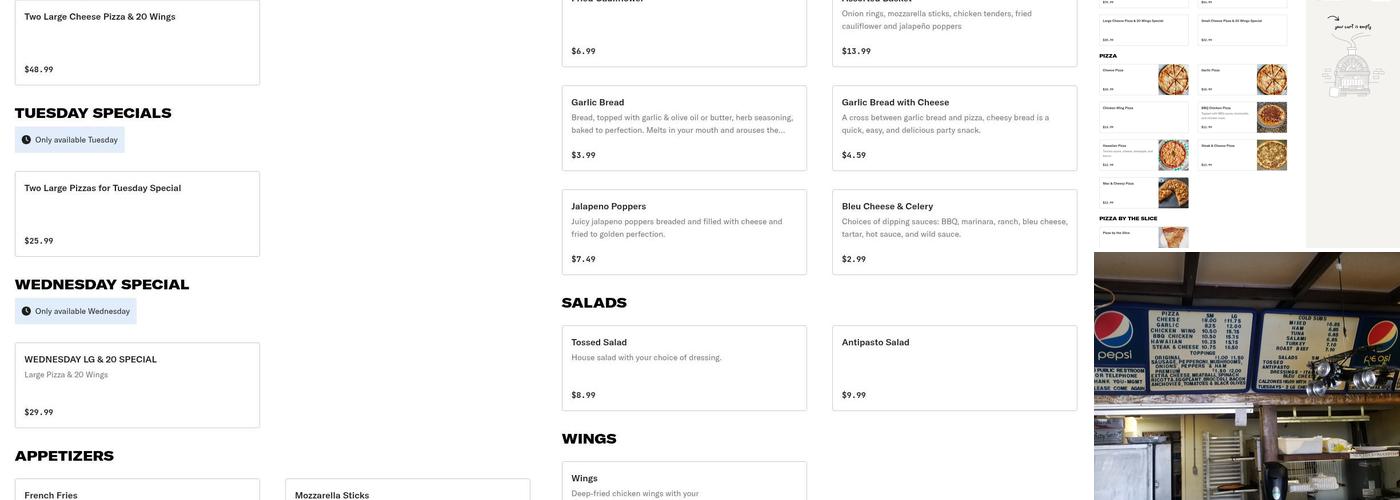 Tony's Pizza of Yorkville Menu