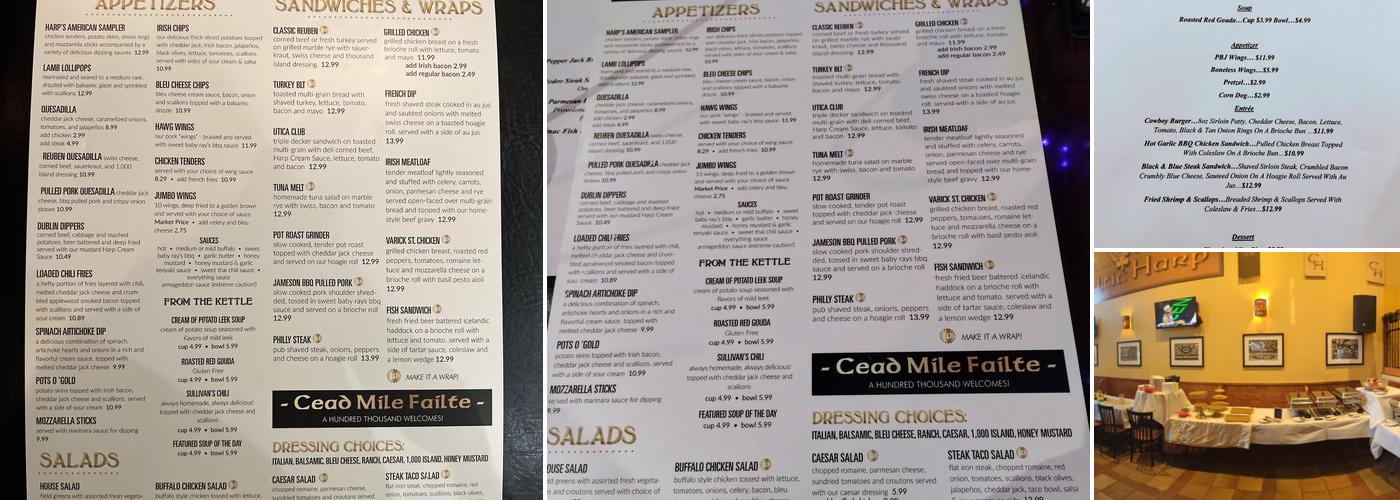 The Celtic Harp Restaurant and Pub Menu