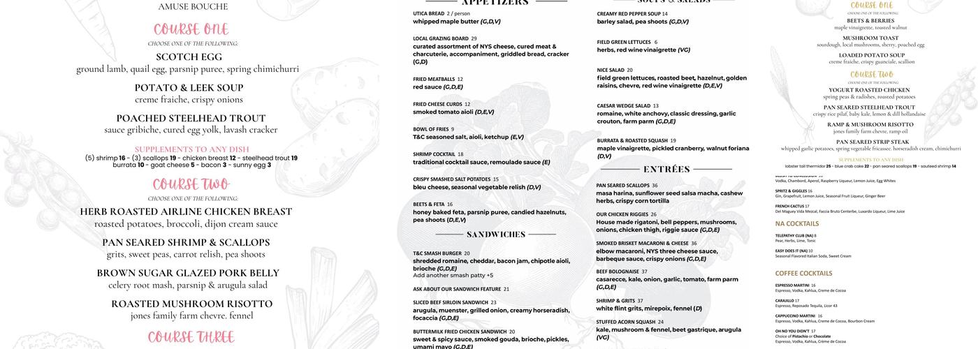 The Tailor and the Cook Menu