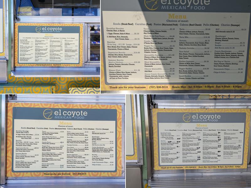 El Coyote Menu