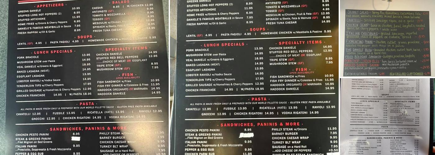Daniele Imports Menu