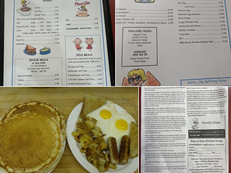 Wendy's Diner & Ice Cream Too Menu