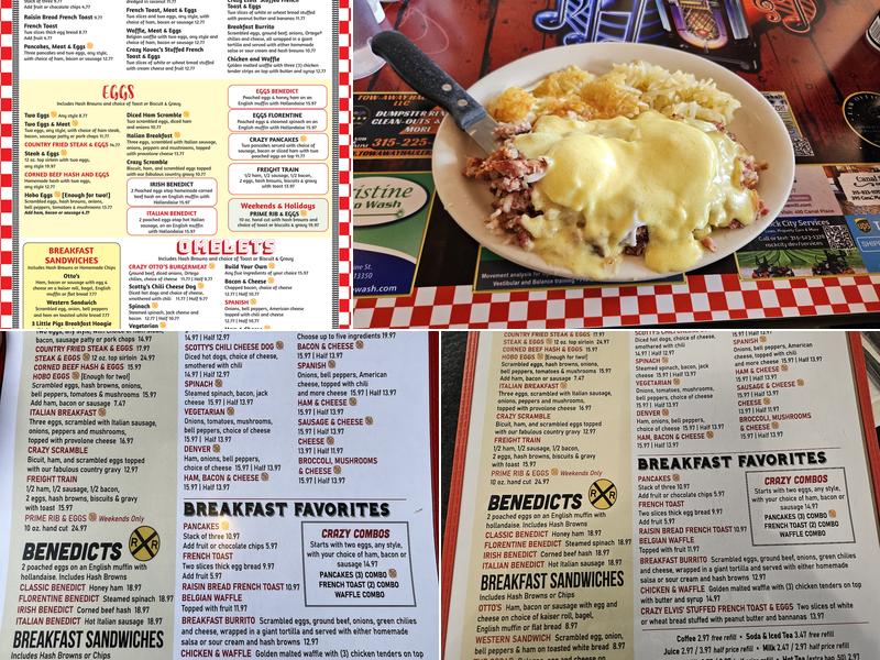 Crazy Otto's Empire Diner Menu