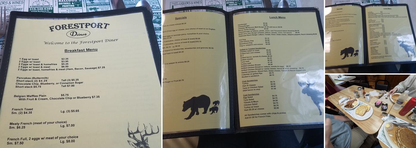 Forestport Diner Menu