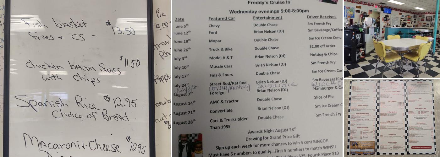 Freddy's Diner Menu