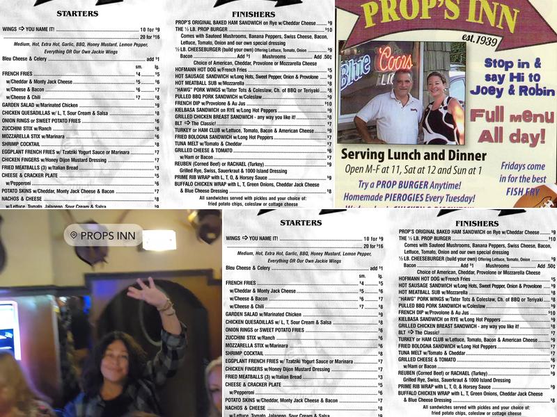 Prop's Inn Menu