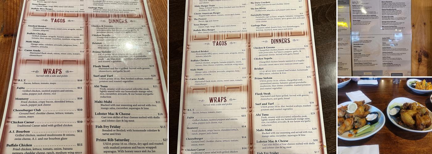 Alamo Bar & Grill Menu