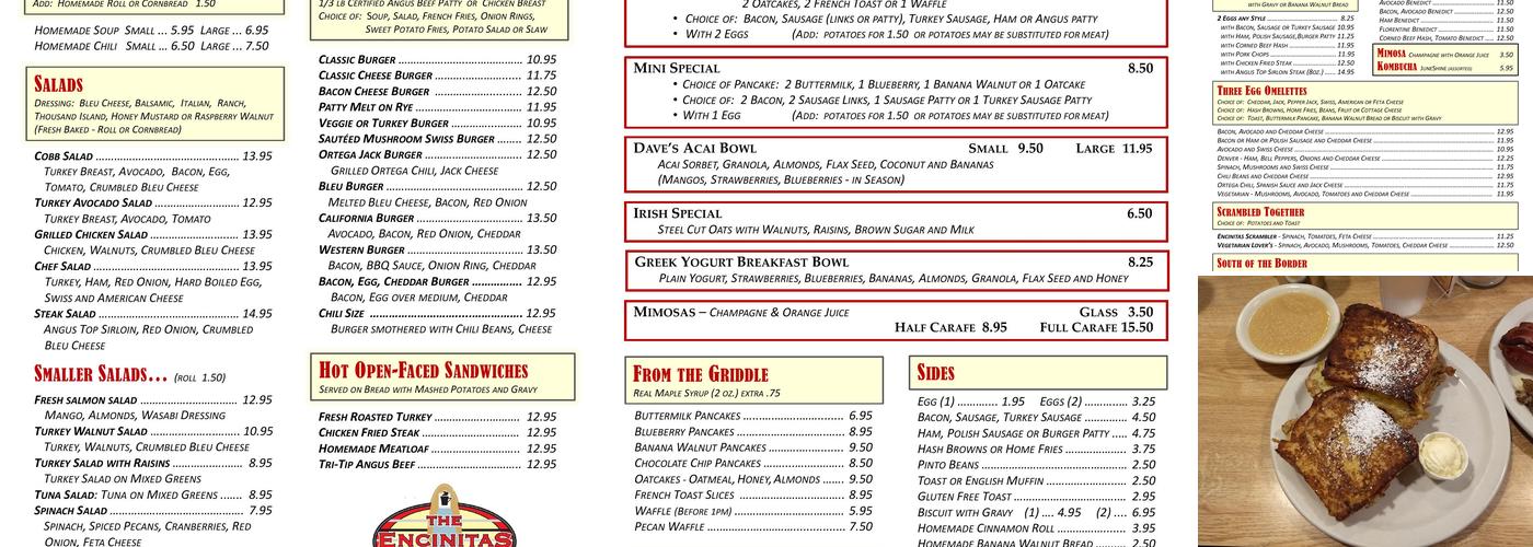 Encinitas Cafe Menu