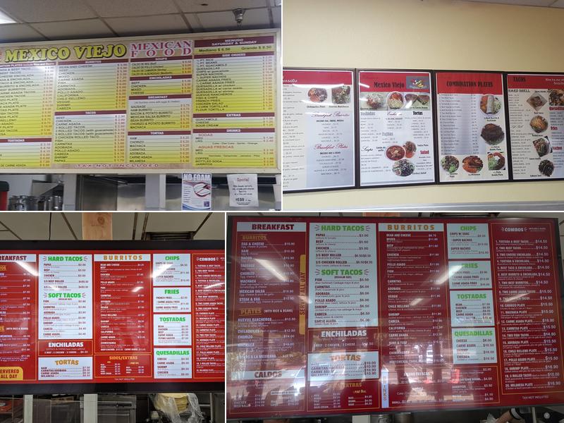 Mexico Viejo Restaurant Menu