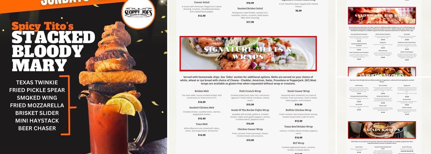 Sloppy Joe's Saloon & Spoon Menu