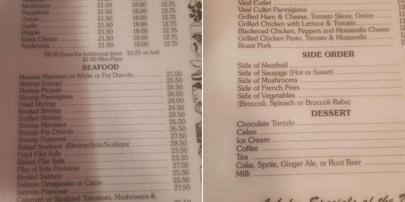 Francesco's Menu