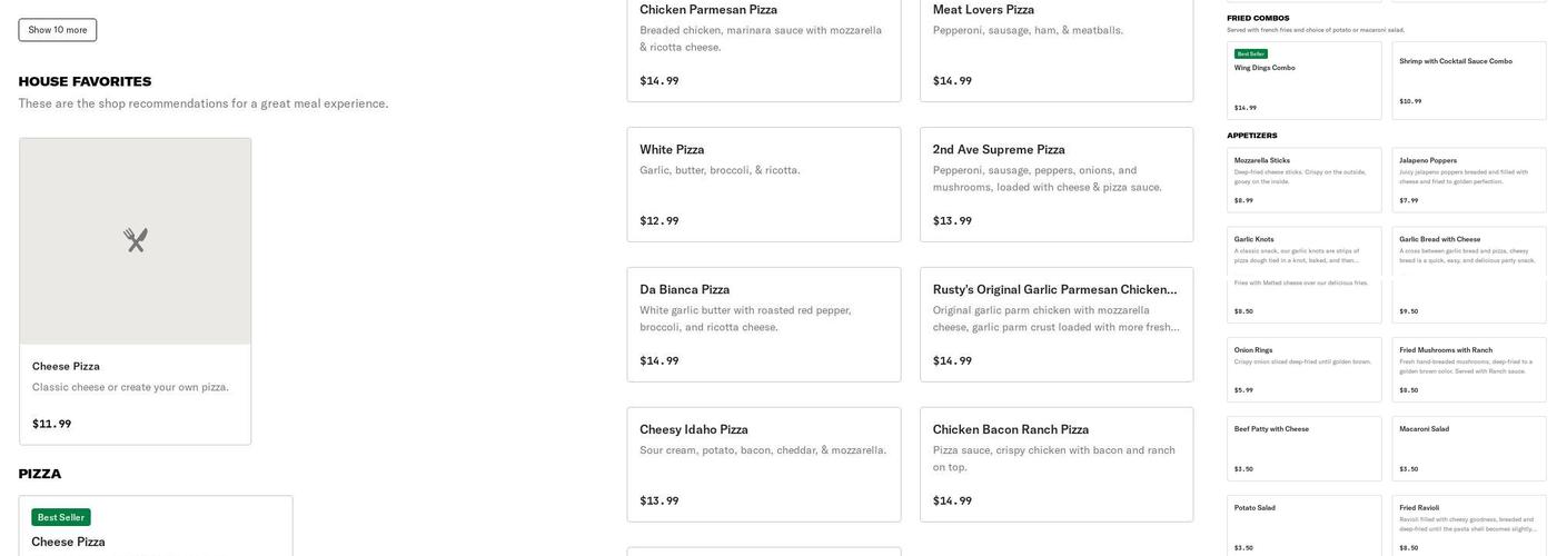 Rusty’s Menu