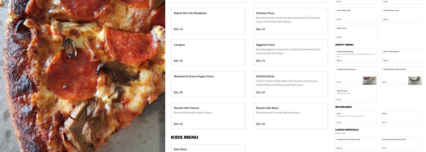 Mick's Pizza Menu