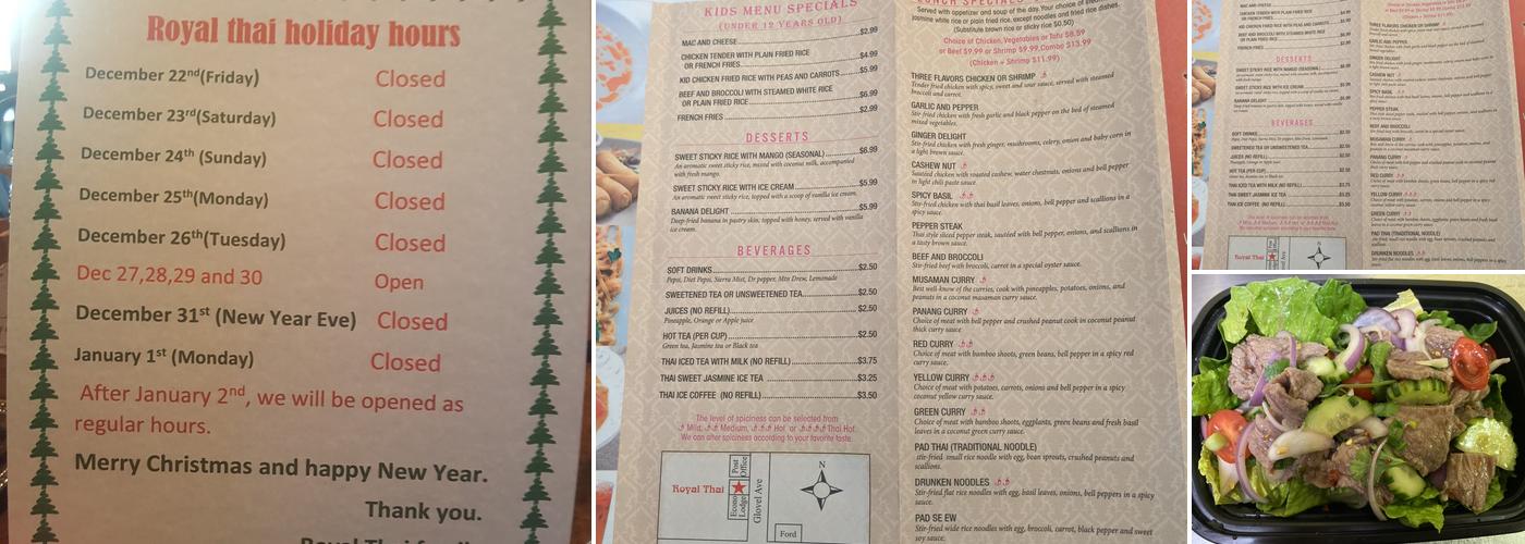 Royal Thai Menu