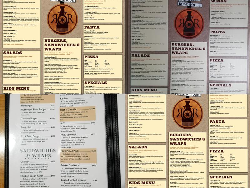 Richfield Roadhouse Event Venue Menu