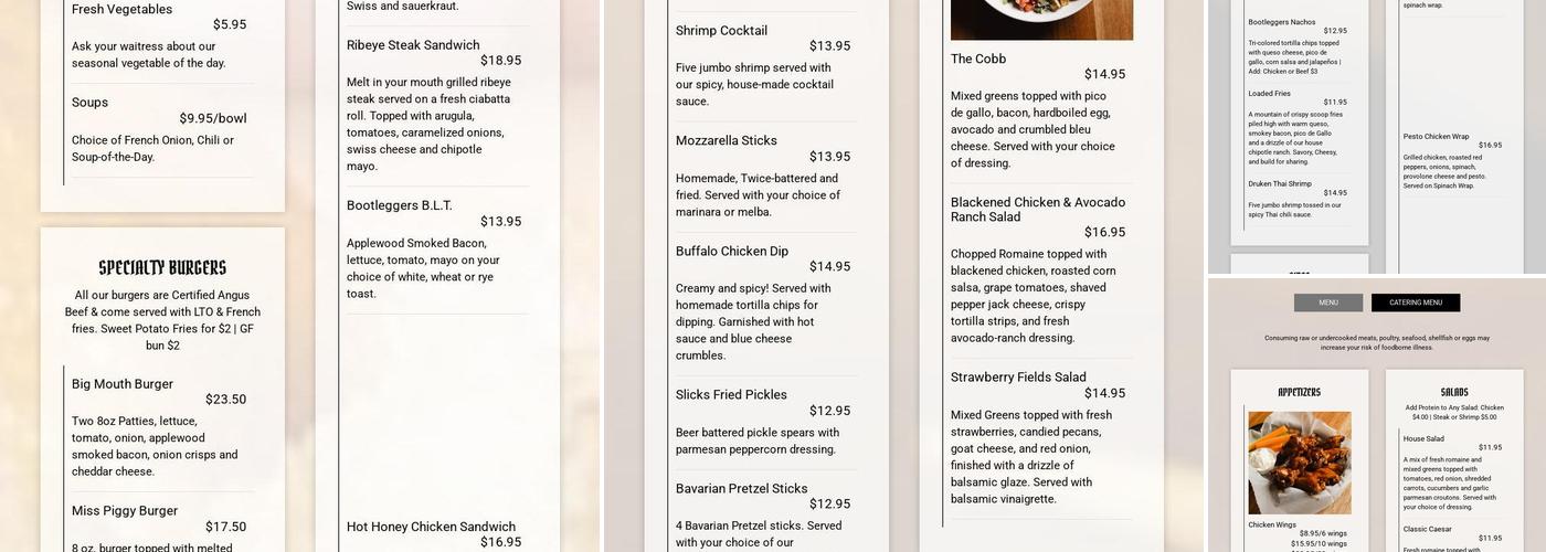 Bootlegger's on Broadway Menu