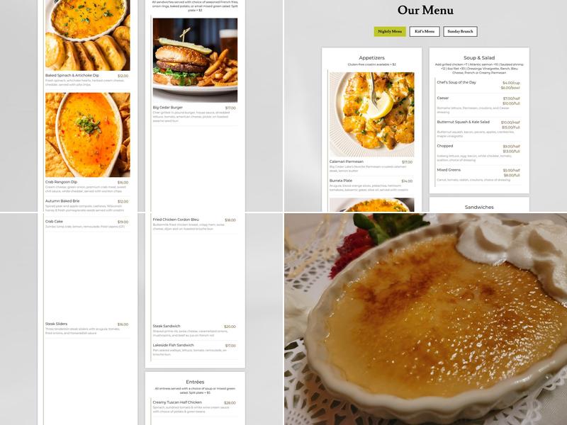 Timmer's Resort Menu