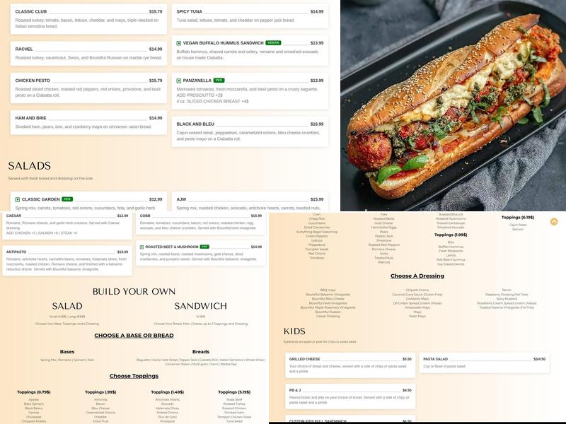 Bountiful Bread Menu