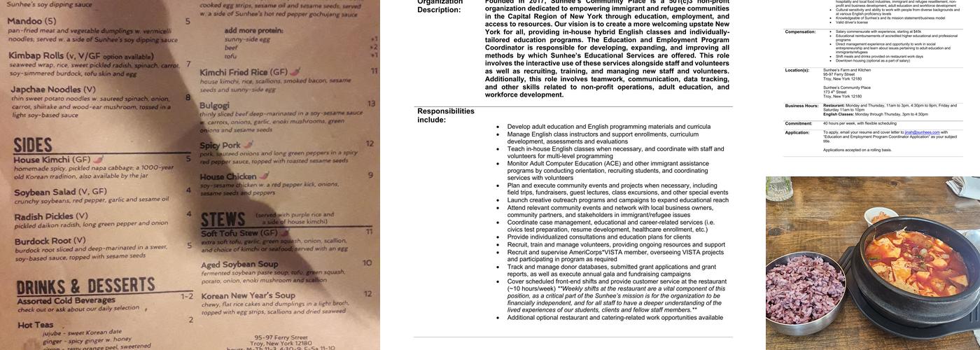 Sunhee's Farm and Kitchen Menu