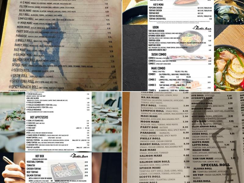 Sushi San Menu