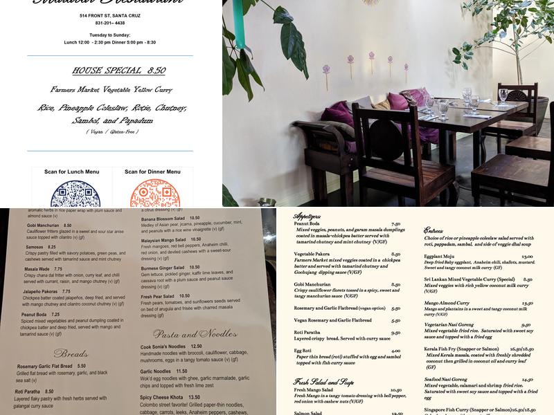 Malabar Restaurant Menu