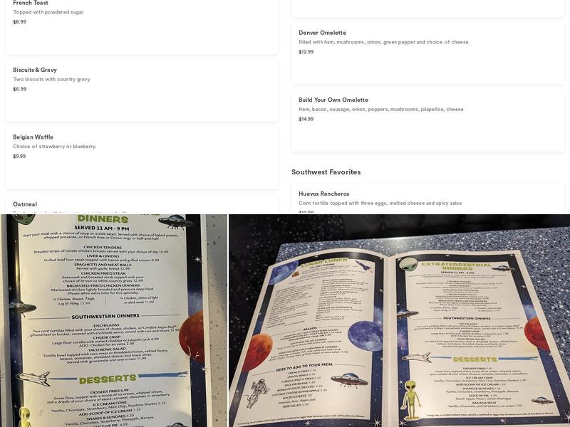 Space Age Restaurant Menu