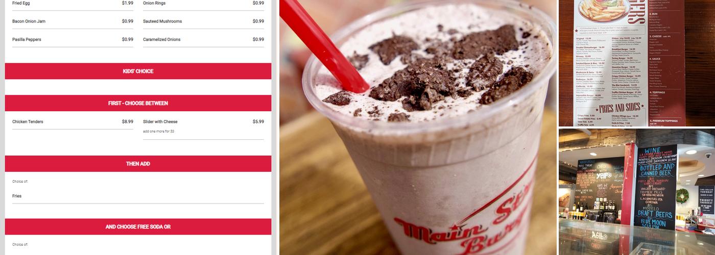 Main Street Burgers Menu