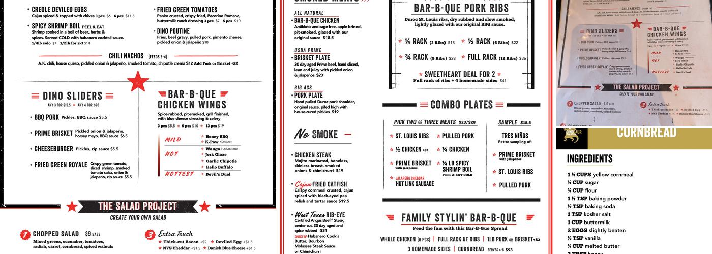 Dinosaur Bar-B-Que Menu