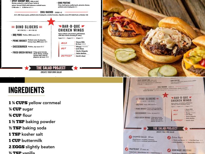 Dinosaur Bar-B-Que Menu