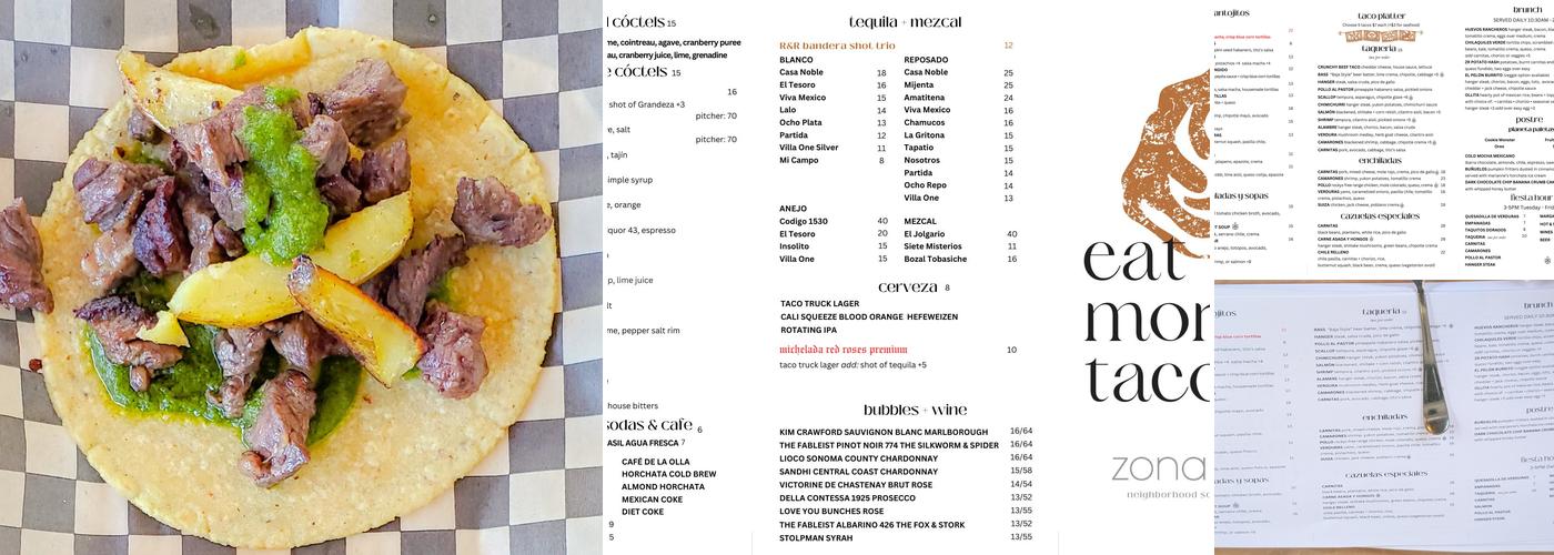 Zona Rosa Menu