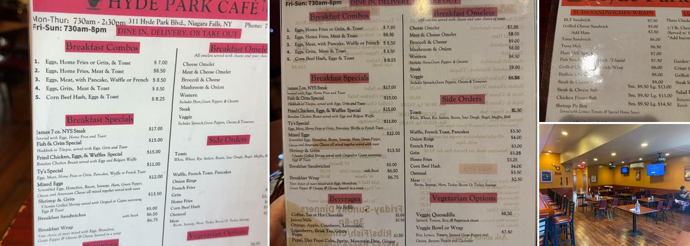 Hyde Park Café Menu