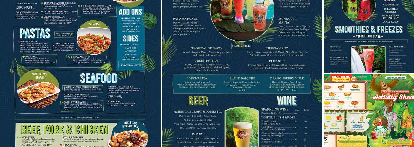 Rainforest Cafe Menu